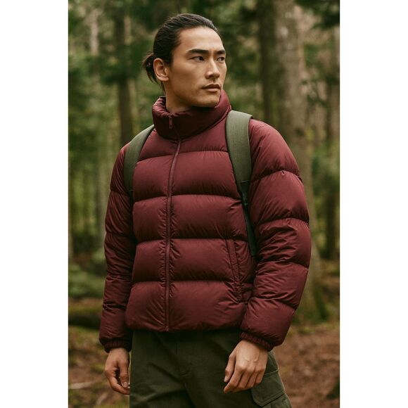 Uniqlo Maroon Ultra Light Down Puffer Jacket Coat Top    Women's Size Small - Picture 1 of 9